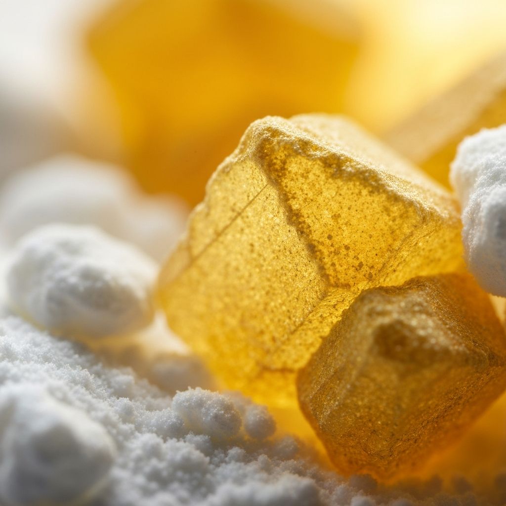 Cristales de vitamina C en macrofotografía